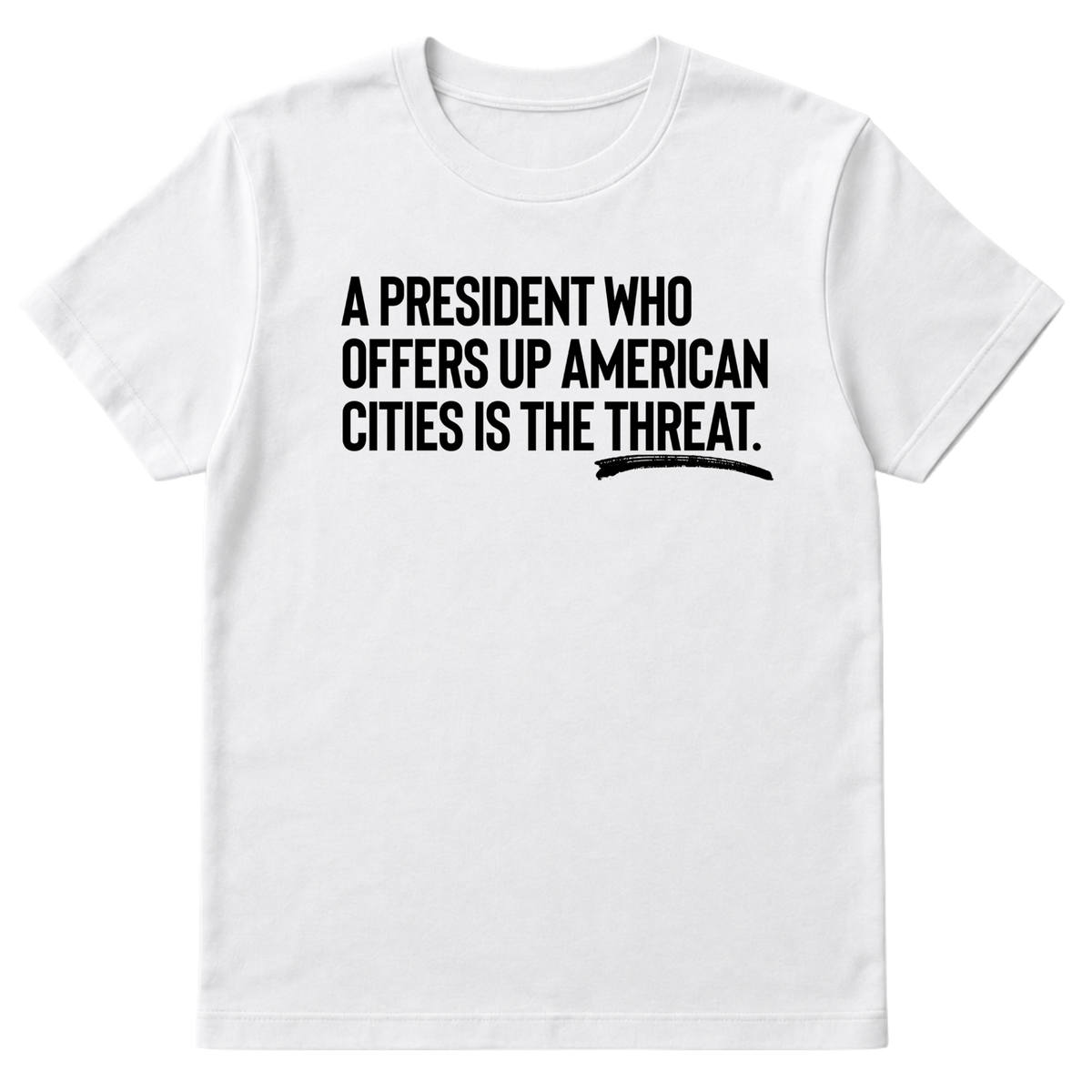 A President Who Offers Up American Cities Is the Threat Unisex Tee-T-Shirt-The Original God Ain't Petty But I Am