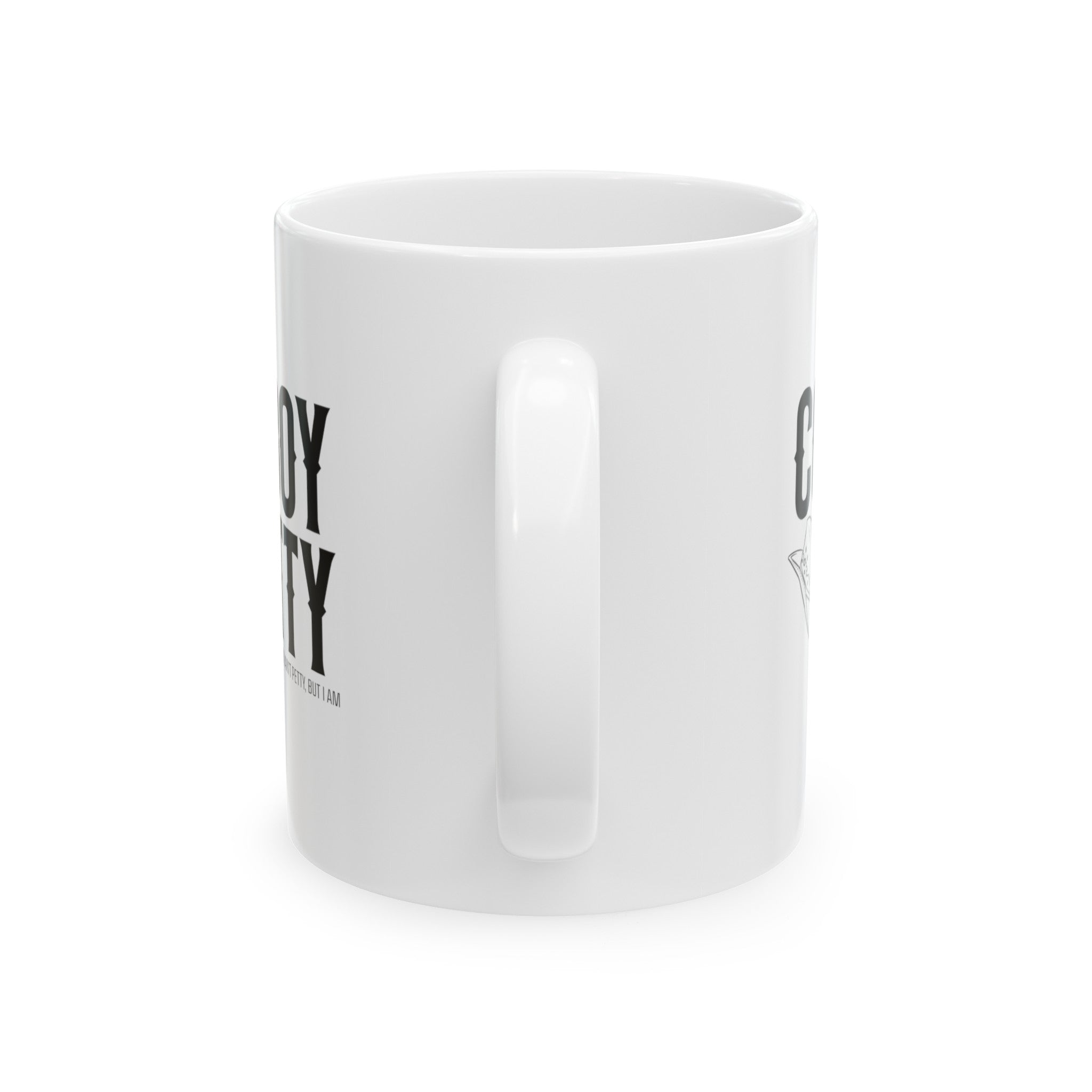 Cowboy Petty Mug 11oz (White & Black)-Mug-The Original God Ain't Petty But I Am