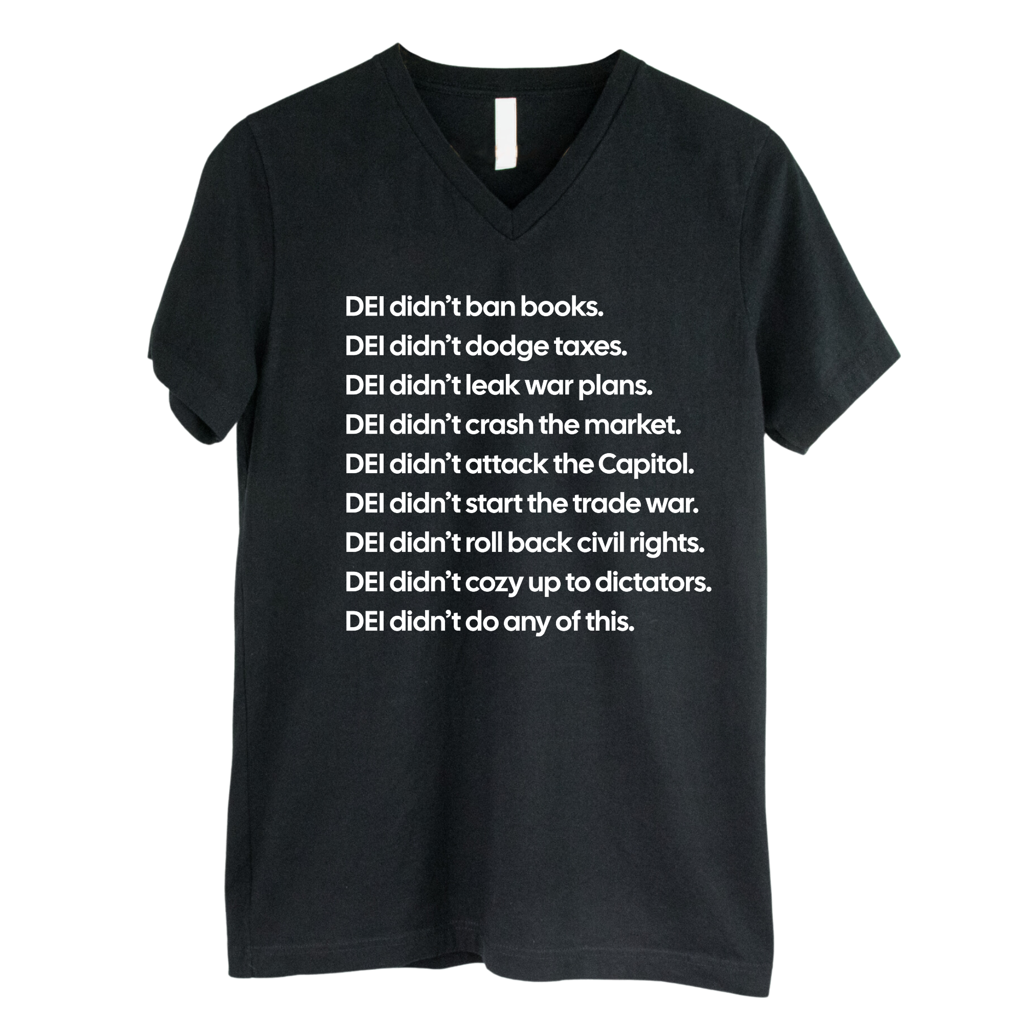 DEI Didn’t Do Any of This *BLACK V-NECK* Unisex Tee-T-Shirt-The Original God Ain't Petty But I Am