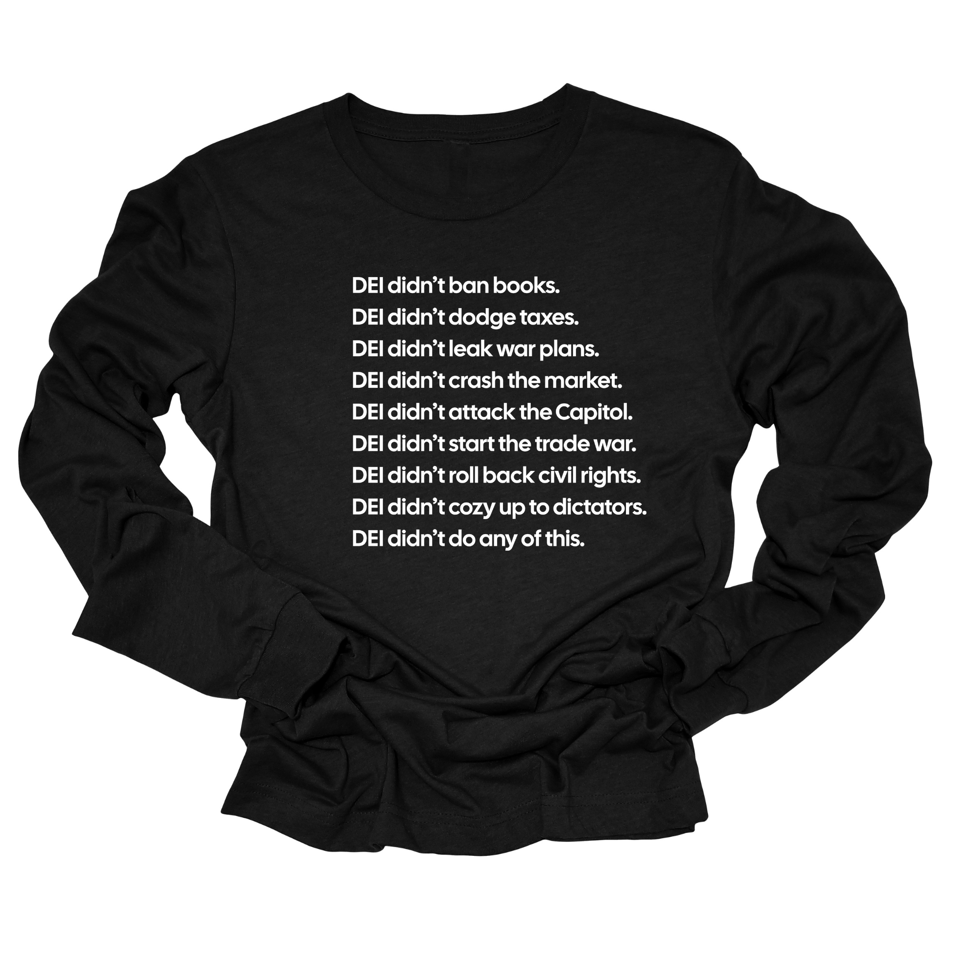 DEI Didn’t Do Any of This Long Sleeved Unisex Tee-Long Sleeved T-Shirt-The Original God Ain't Petty But I Am