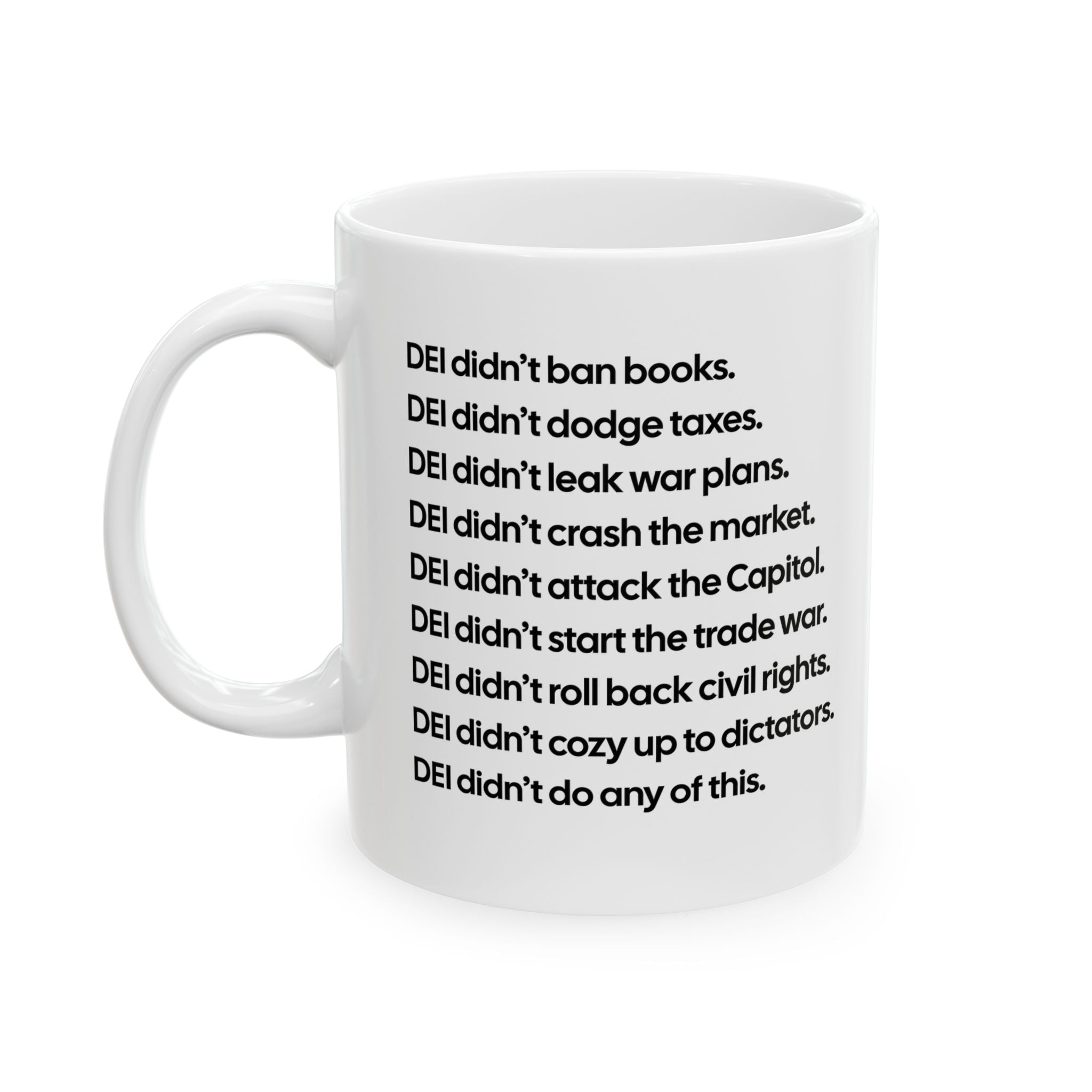 DEI Didn’t Do Any of This Mug 11oz (White & Black)-Mug-The Original God Ain't Petty But I Am