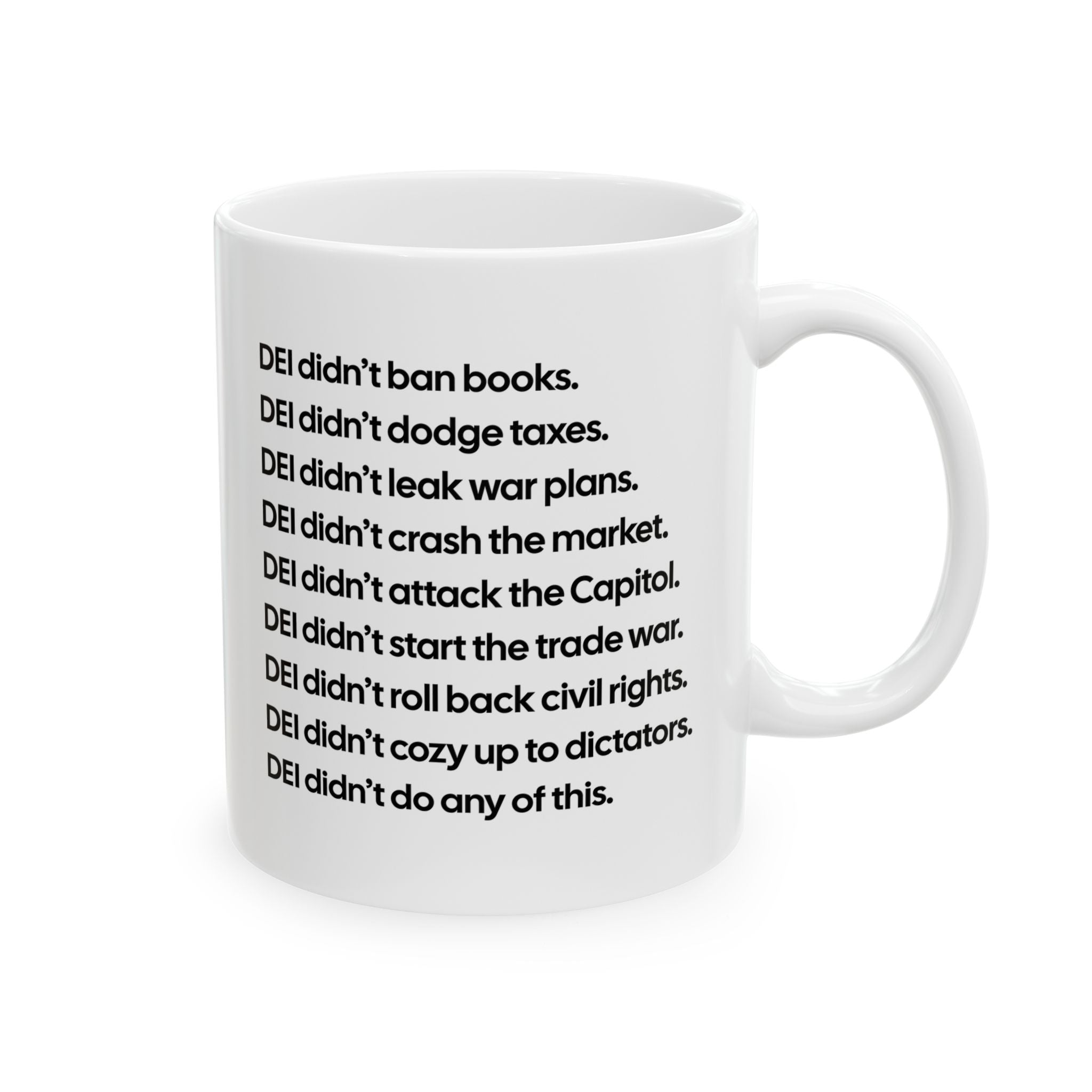 DEI Didn’t Do Any of This Mug 11oz (White & Black)-Mug-The Original God Ain't Petty But I Am