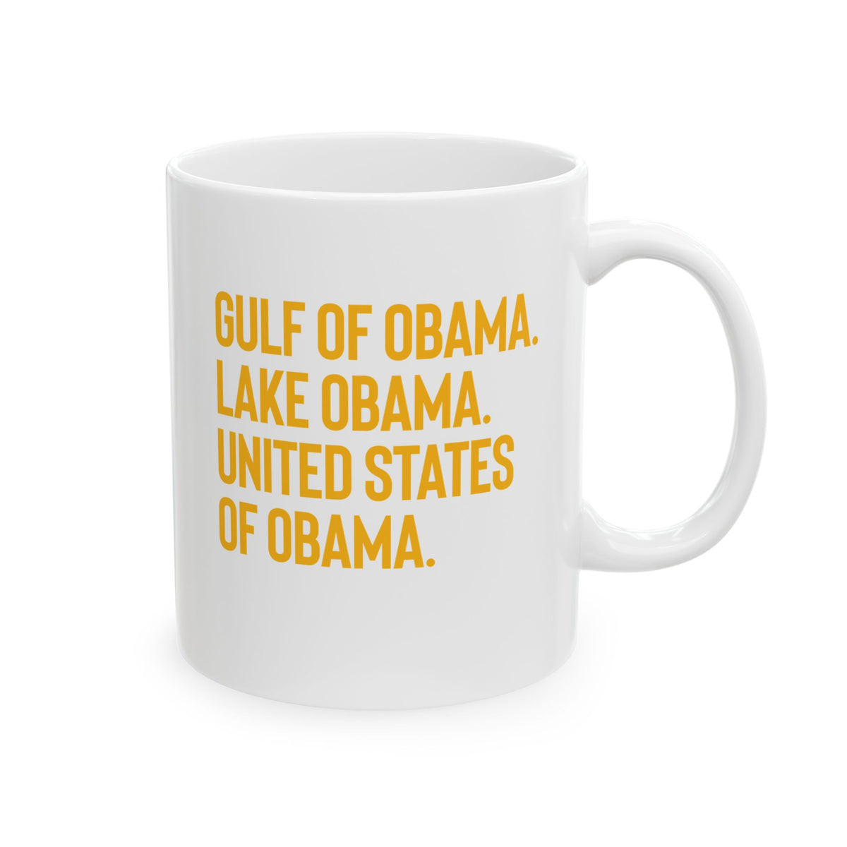 Gulf of Obama. Lake Obama. The United States of Obama Mug 11oz (White & Gold)-Mug-The Original God Ain't Petty But I Am