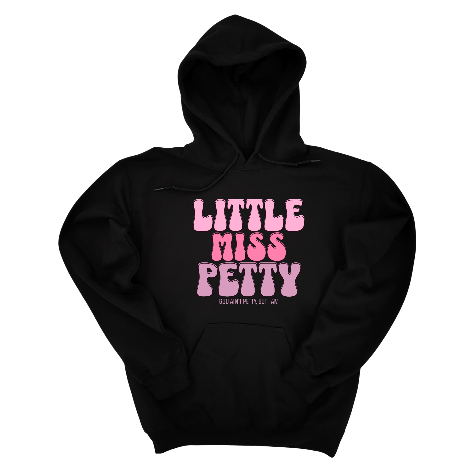 *HOODIE* Little Miss Petty Unisex Hoodie (Pink Letters)-Hoodie-The Original God Ain't Petty But I Am