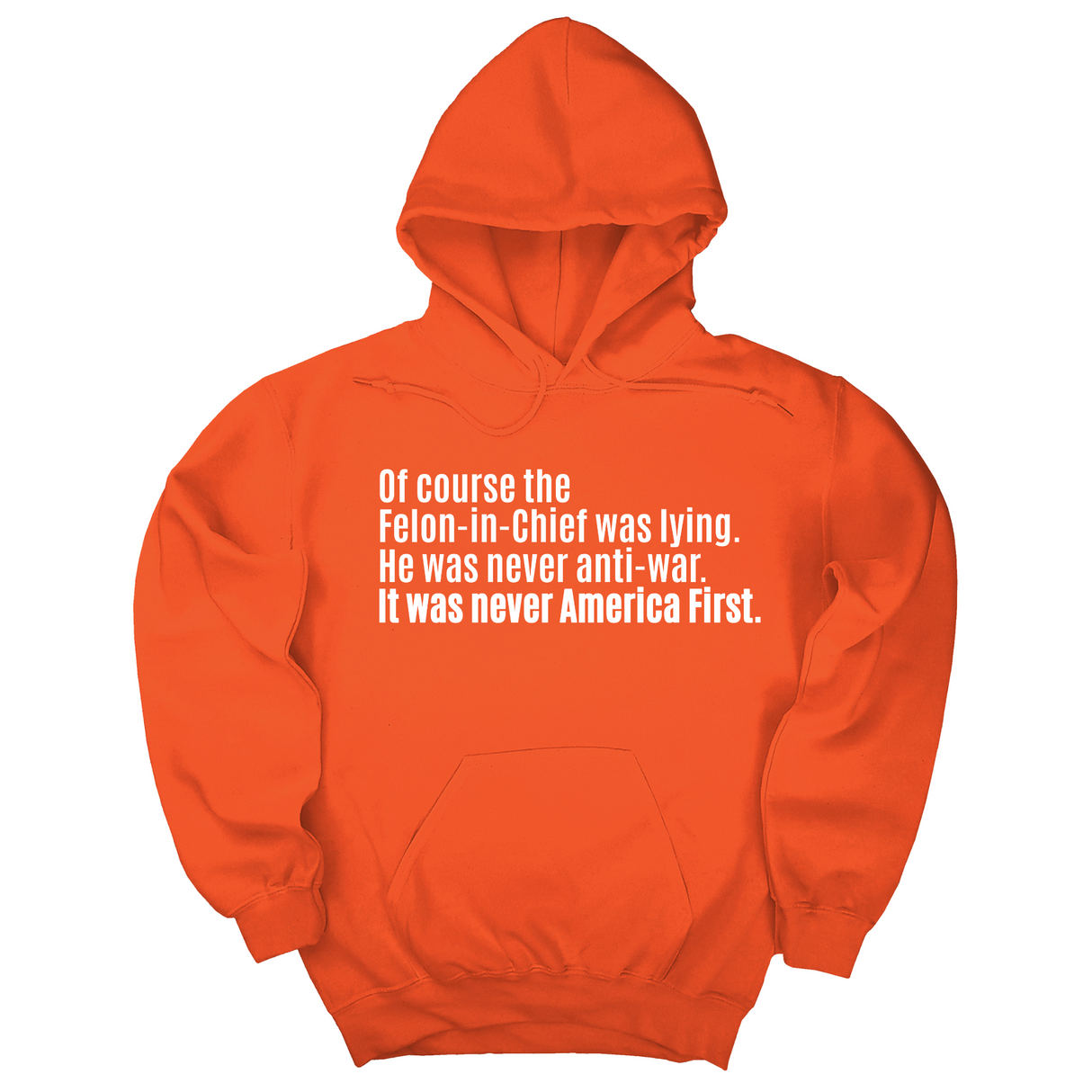 *HOODIE* Of course the Felon-in-Chief was lying. He was never anti-war. It was never America First Unisex Hoodie-Hoodie-The Original God Ain't Petty But I Am