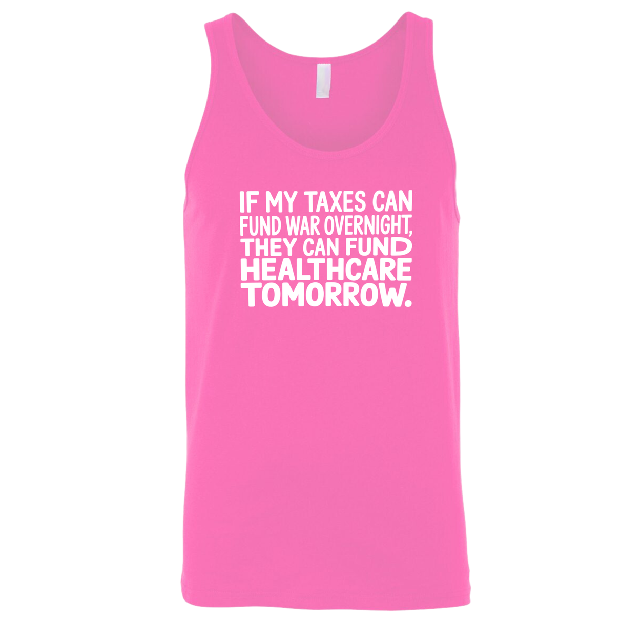 If My Taxes Can Fund War Overnight, They Can Fund Healthcare Tomorrow Unisex Tank Top-T-Shirt-The Original God Ain't Petty But I Am