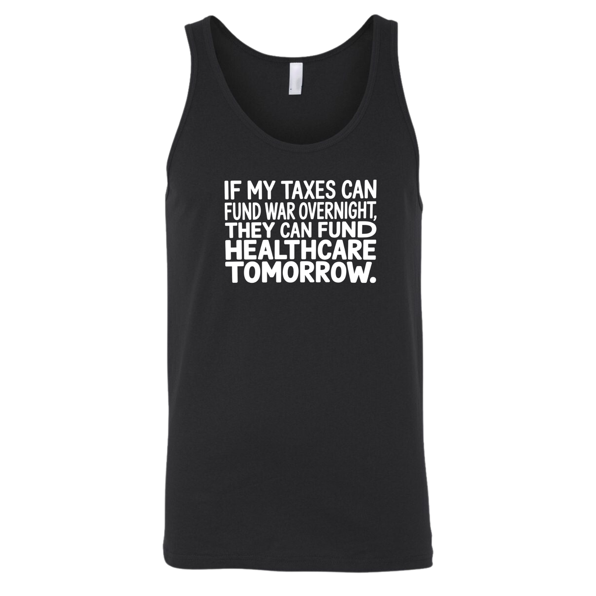 If My Taxes Can Fund War Overnight, They Can Fund Healthcare Tomorrow Unisex Tank Top-T-Shirt-The Original God Ain't Petty But I Am