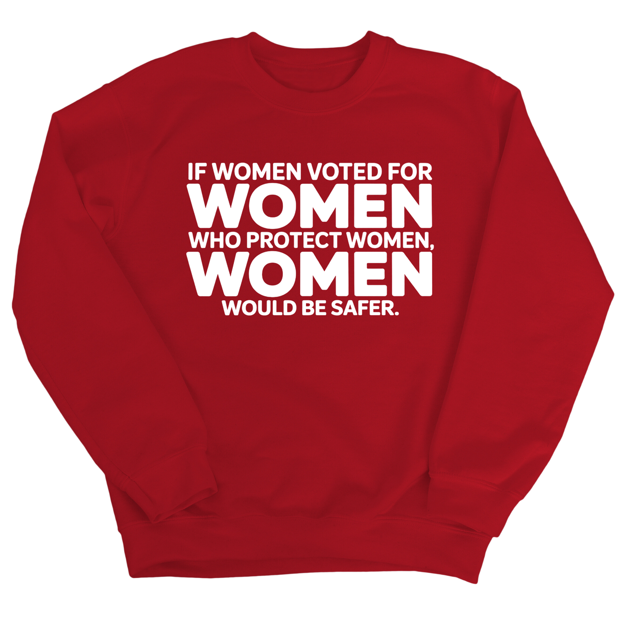 If Women Voted for Women Who Protect Women, Women Would Be Safer Unisex Sweatshirt (BOLD)-Sweatshirt-The Original God Ain't Petty But I Am