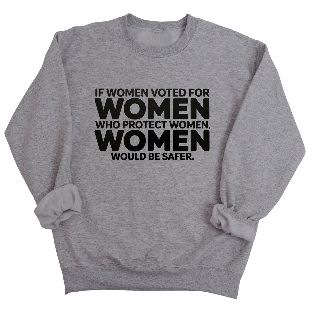 If Women Voted for Women Who Protect Women, Women Would Be Safer Unisex Sweatshirt (BOLD)-Sweatshirt-The Original God Ain't Petty But I Am