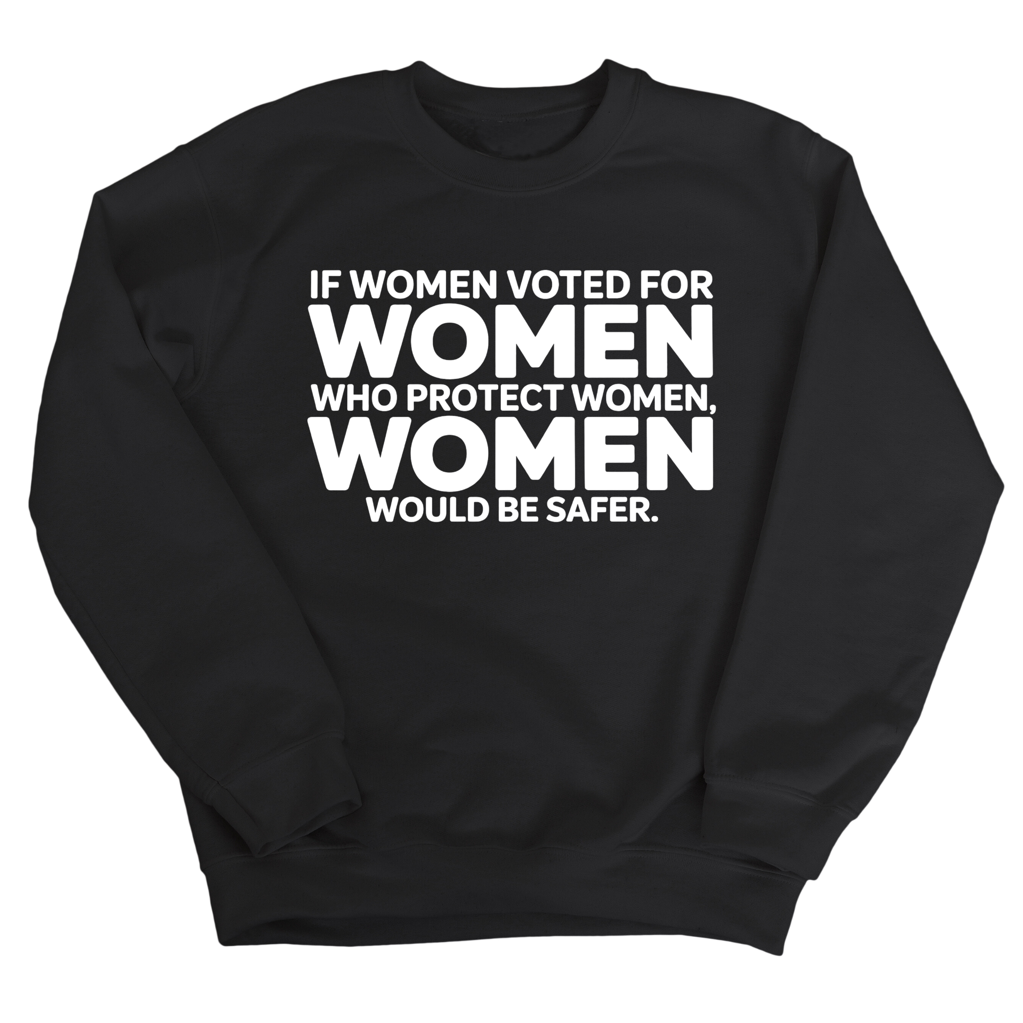 If Women Voted for Women Who Protect Women, Women Would Be Safer Unisex Sweatshirt (BOLD)-Sweatshirt-The Original God Ain't Petty But I Am