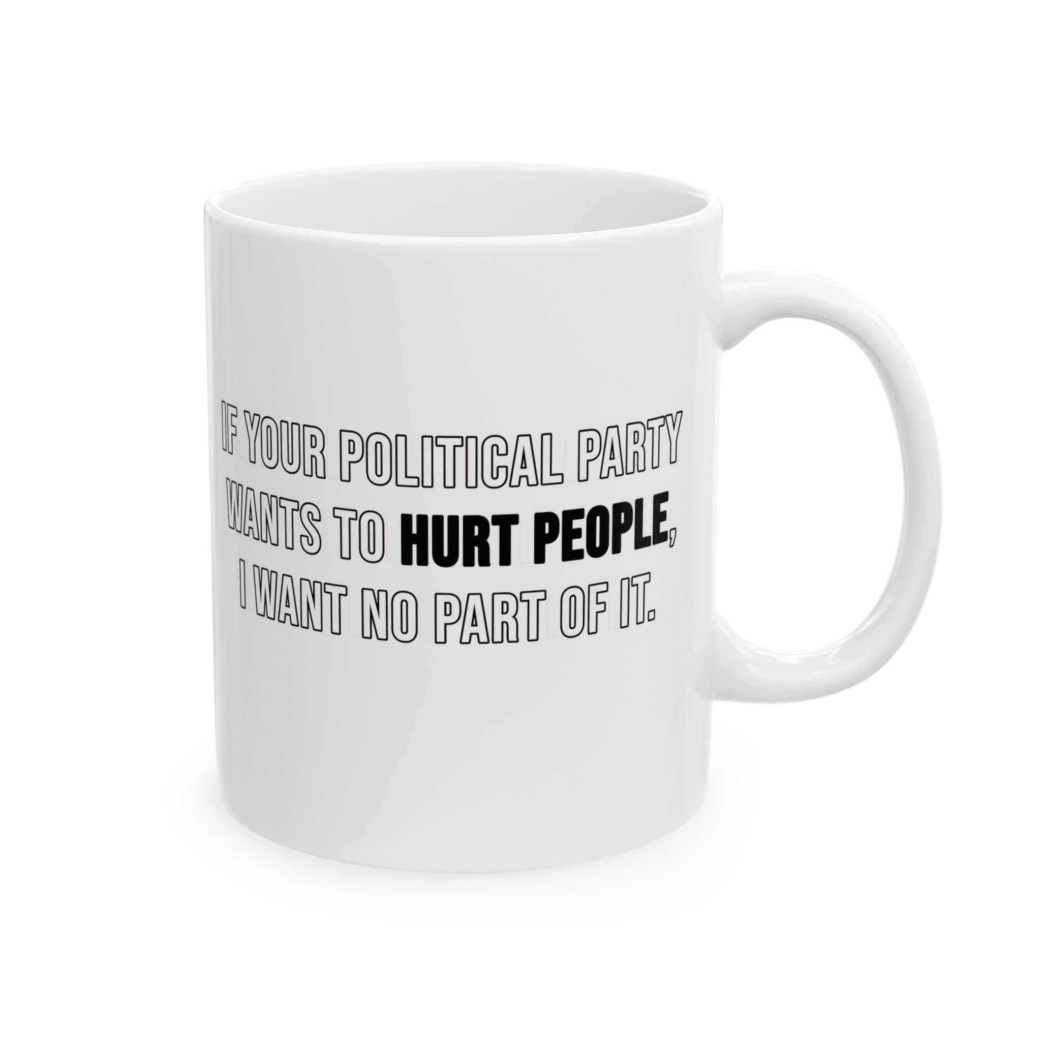 If Your Political Party Wants to Hurt People, I Want No Part of It Mug 11oz (White & Black)-Mug-The Original God Ain't Petty But I Am