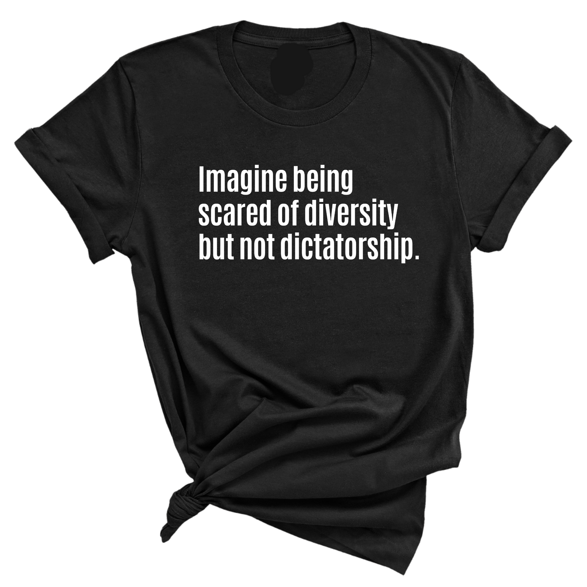 Imagine Being Scared of Diversity But Not Dictatorship Unisex Tee (In Store Pickup Only)-T-Shirt-The Original God Ain't Petty But I Am