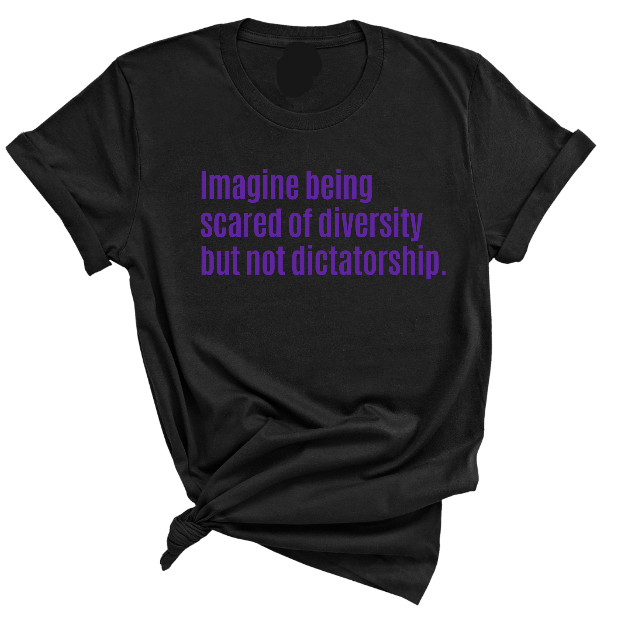 Imagine Being Scared of Diversity But Not Dictatorship Unisex tee – Limited Edition (PURPLE)-T-Shirt-The Original God Ain't Petty But I Am