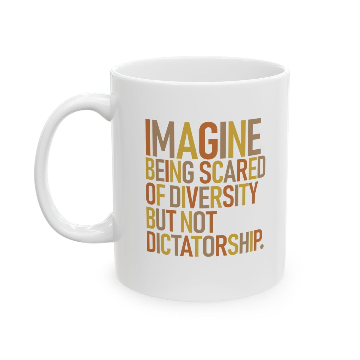 Imagine Being Scared of Diversity but Not Dictatorship Mug 11oz ( White & Fall Color 🍁)-Mug-The Original God Ain't Petty But I Am