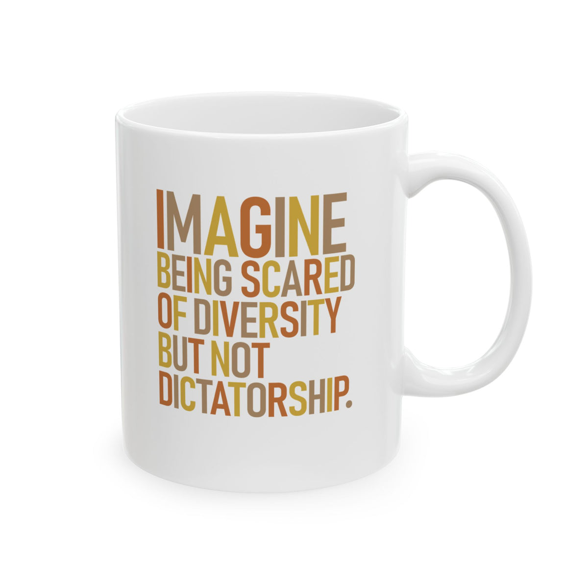 Imagine Being Scared of Diversity but Not Dictatorship Mug 11oz ( White & Fall Color 🍁)-Mug-The Original God Ain't Petty But I Am