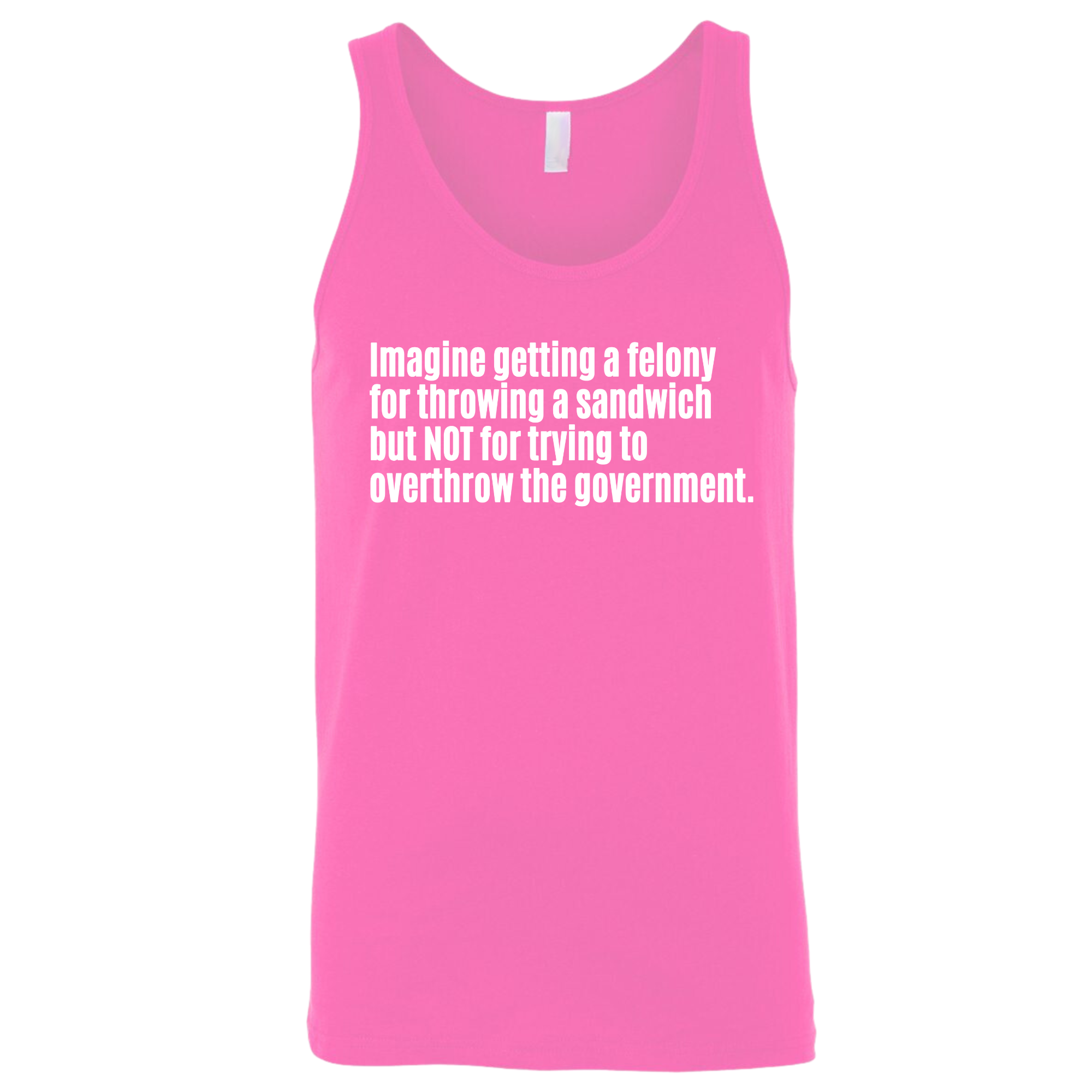 Imagine Getting a Felony for Throwing a Sandwich but Not for Trying to Overthrow the Government Unisex Tank Top-T-Shirt-The Original God Ain't Petty But I Am