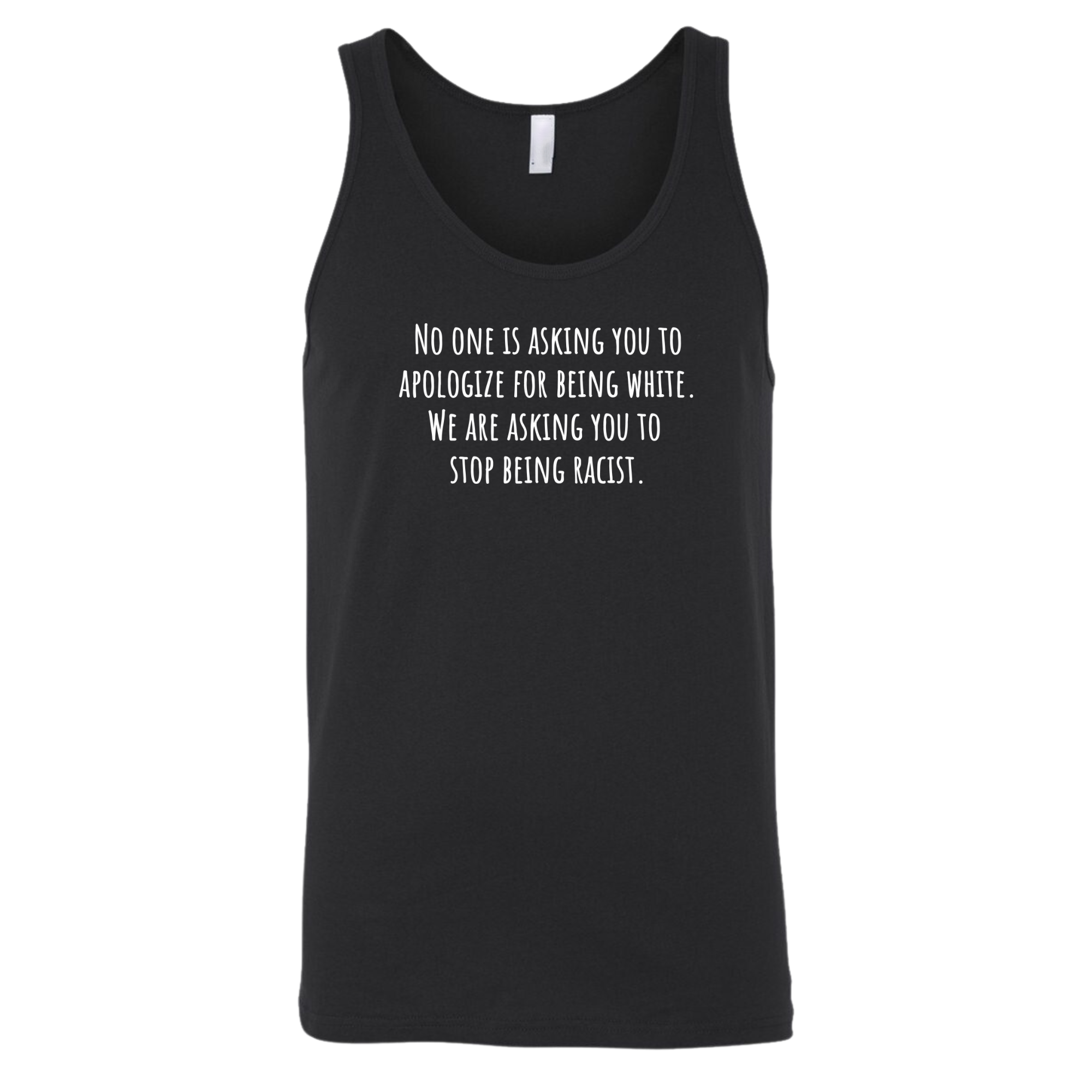 No one is asking you to apologize for being white. We are asking you to stop being racist Unisex Tank Top-T-Shirt-The Original God Ain't Petty But I Am
