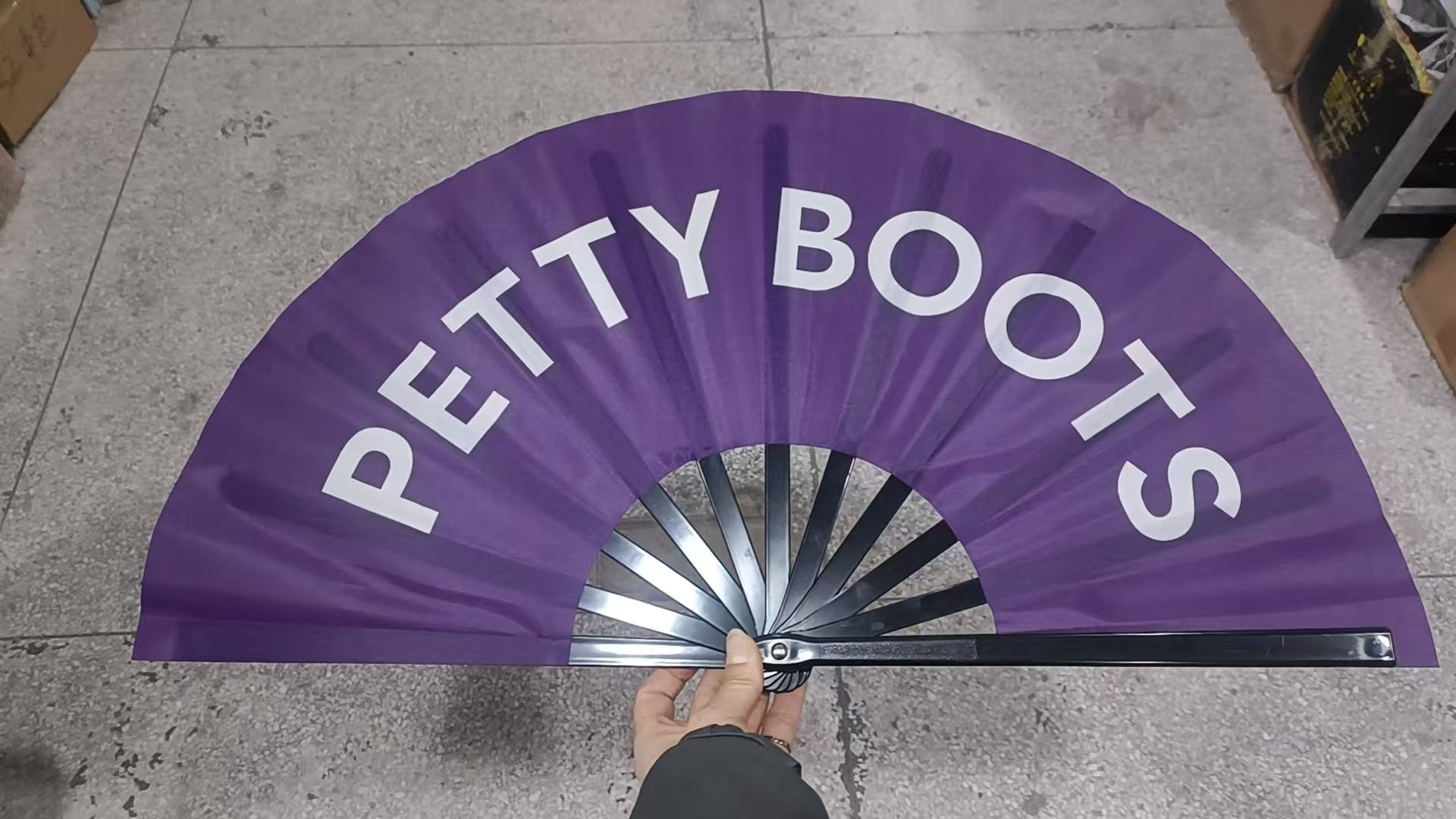 Petty Boots Clacking Fan – Large Folding Hand Fan-Clacking Fan-The Original God Ain't Petty But I Am