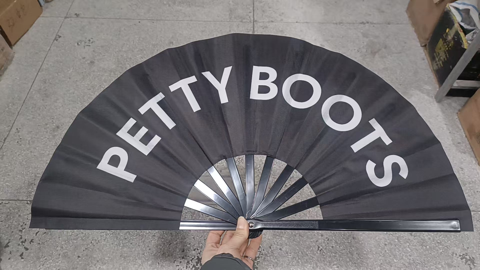 Petty Boots Clacking Fan – Large Folding Hand Fan-Clacking Fan-The Original God Ain't Petty But I Am