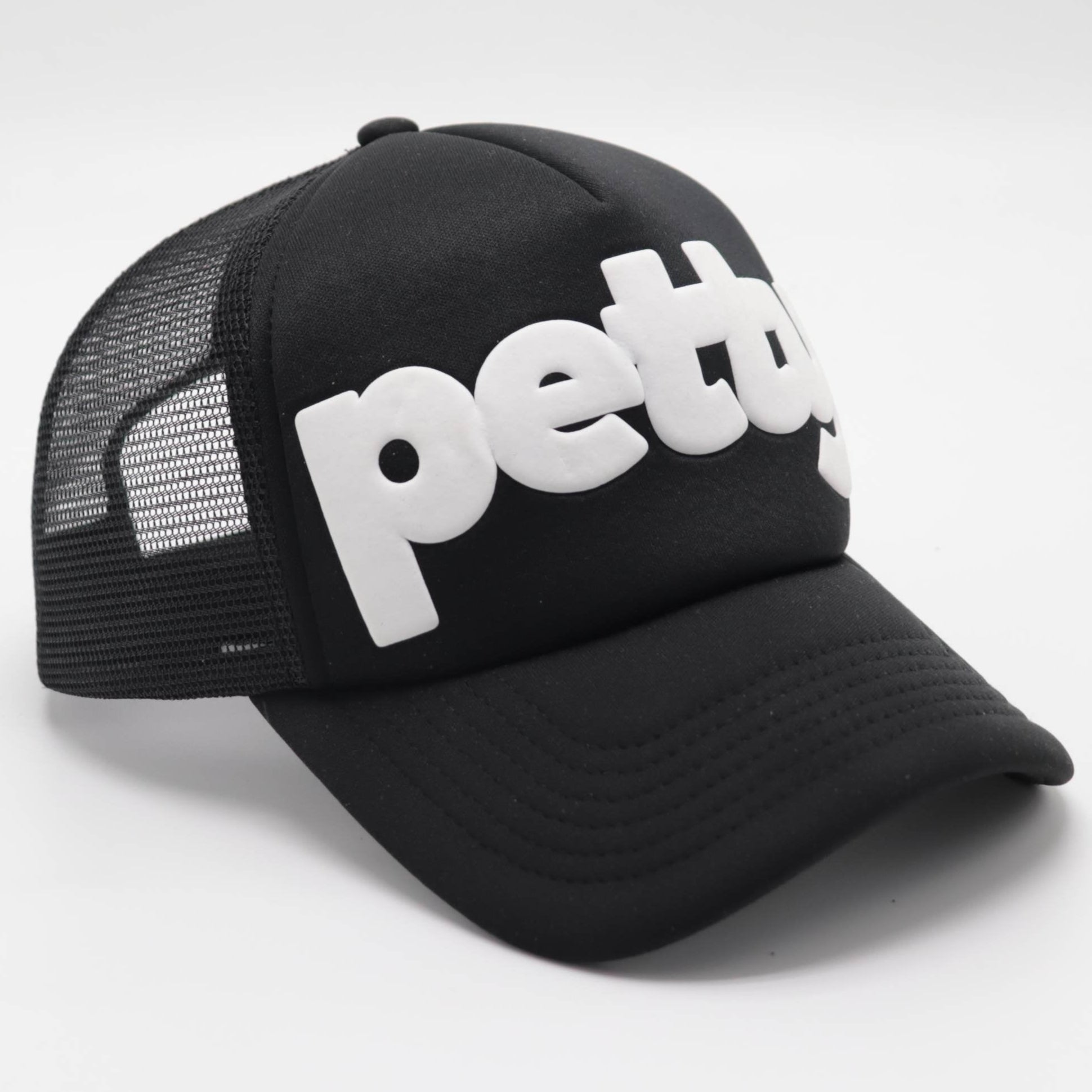 Petty (PUFF) Trucker Hat-Hats-The Original God Ain't Petty But I Am