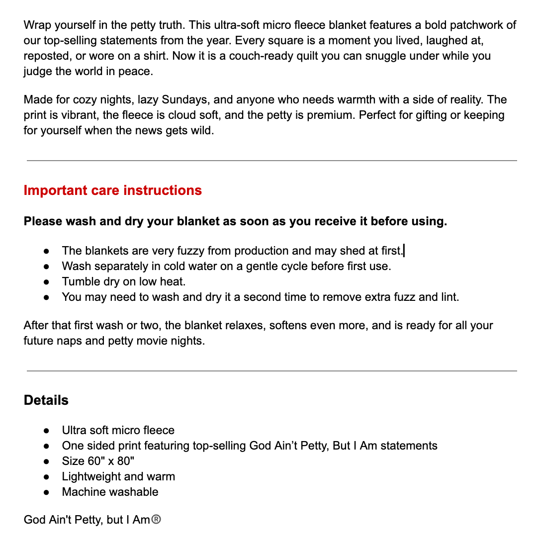 Petty Quilt Blanket 2025 60 inches by 80 inches-Blanket-The Original God Ain't Petty But I Am