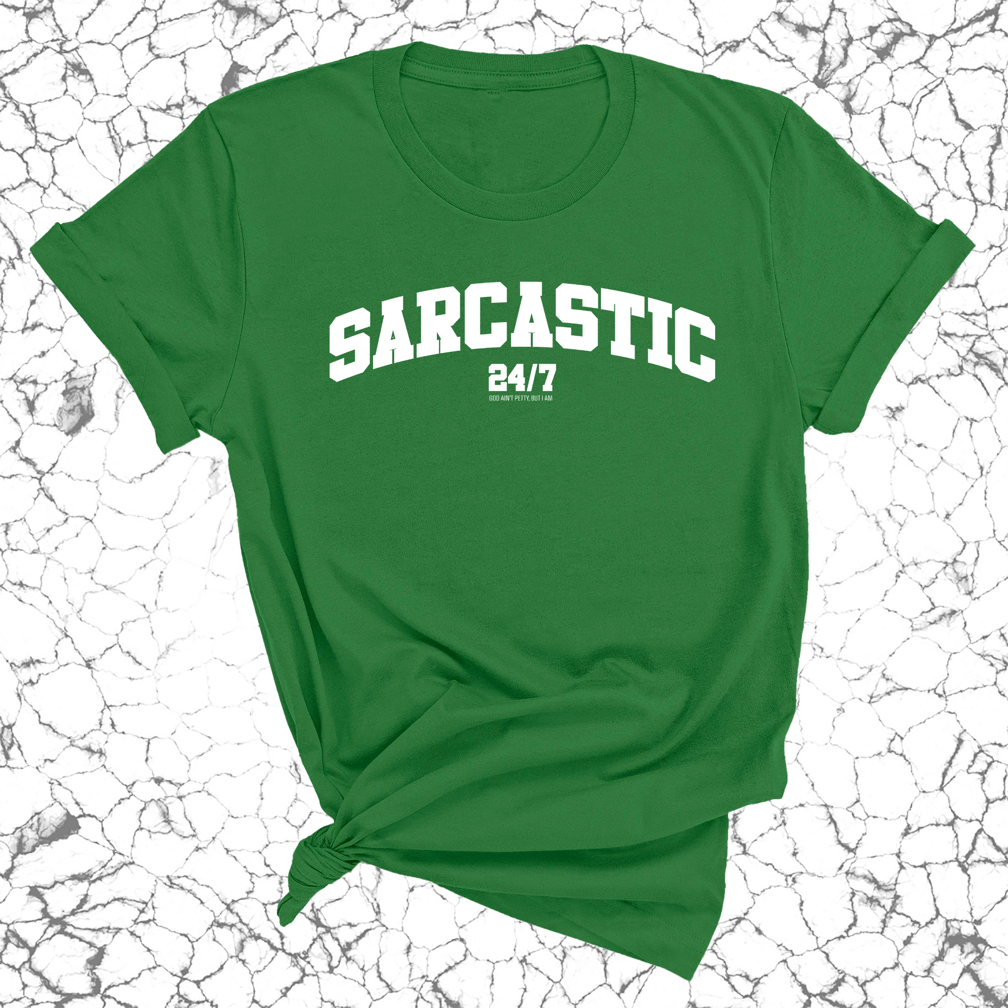 Sarcastic 24/7 Unisex Tee-T-Shirt-The Original God Ain't Petty But I Am