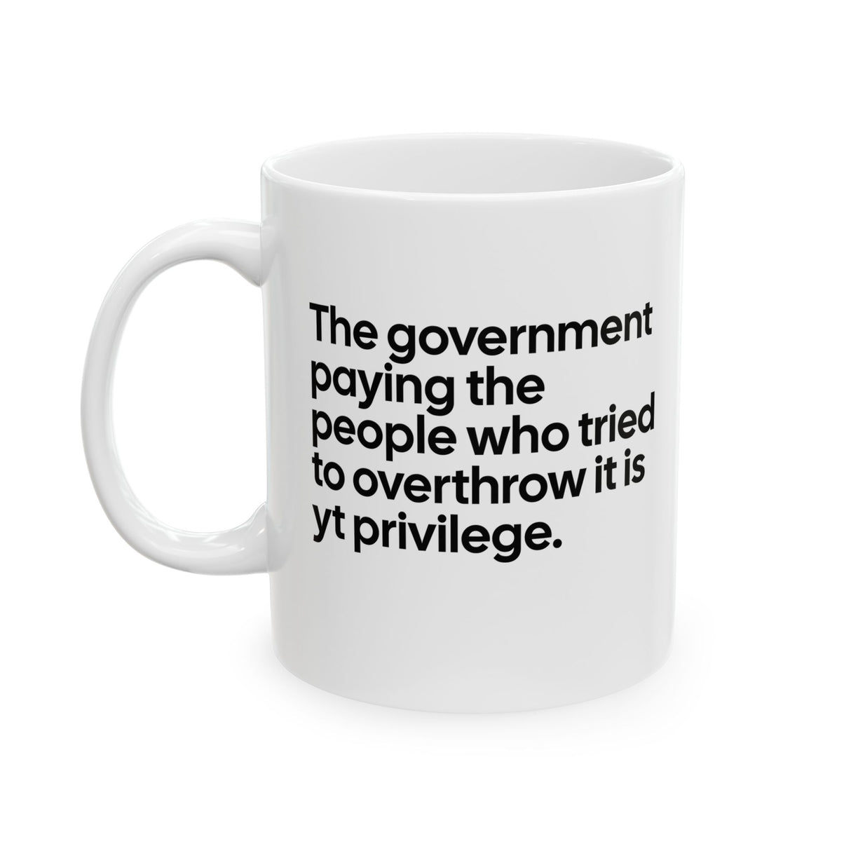The Government Paying the People Who Tried to Overthrow It Is YT Privilege Mug 11oz (White & Black)-Mug-The Original God Ain't Petty But I Am