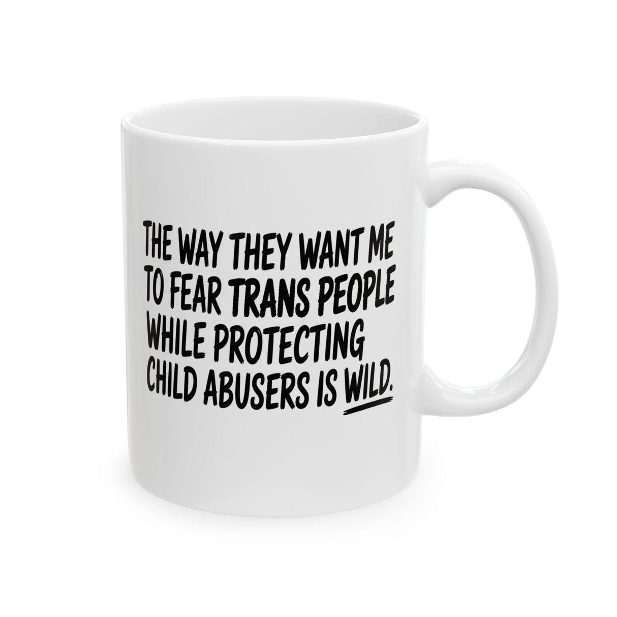 The way they want me to fear trans people while protecting child abusers is wild Mug 11oz (White & Black)-Mug-The Original God Ain't Petty But I Am