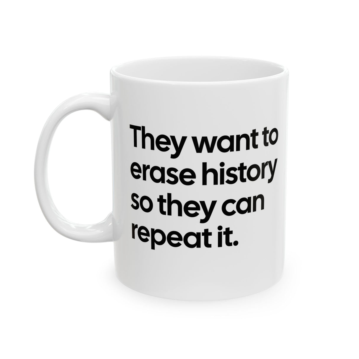 They Want to Erase History So They Can Repeat It Mug 11oz (White & Black)-Mug-The Original God Ain't Petty But I Am