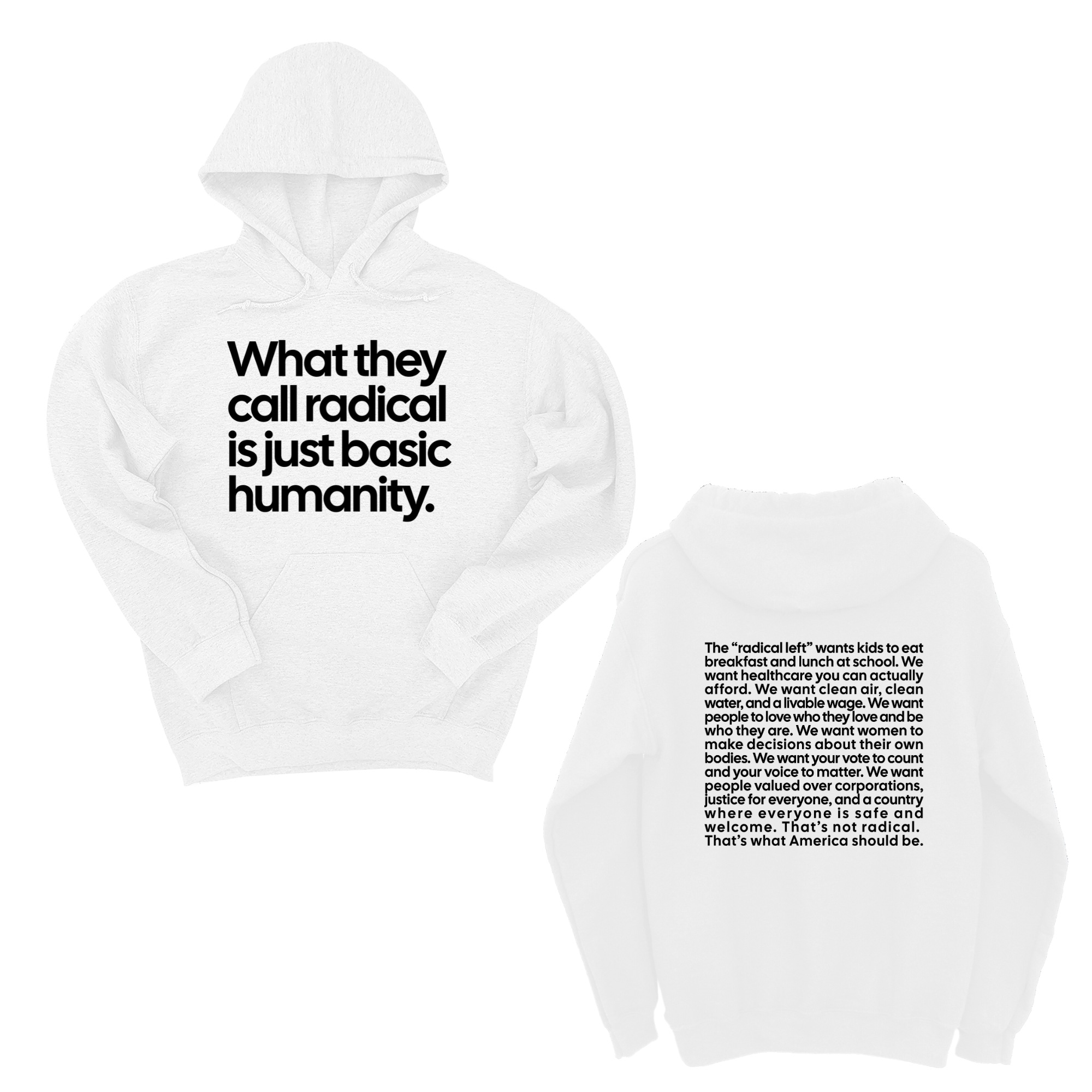 What They Call Radical Is Just Basic Humanity Unisex Hoodie (Front and Back Design Print)