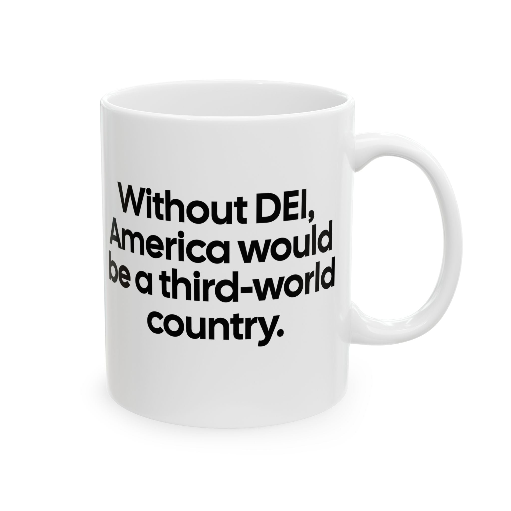 Without DEI, America Would Be a Third-World Country Mug 11oz (White & Black)-Mug-The Original God Ain't Petty But I Am