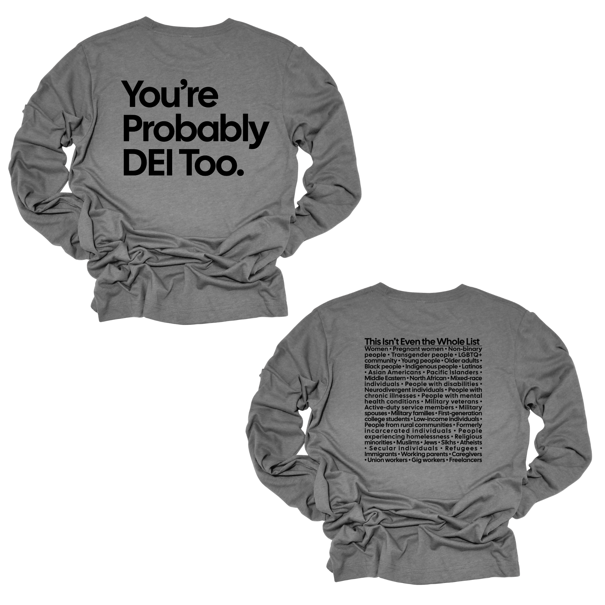 You're Probably DEI Too Long Sleeved Unisex Tee-Long Sleeved T-Shirt-The Original God Ain't Petty But I Am