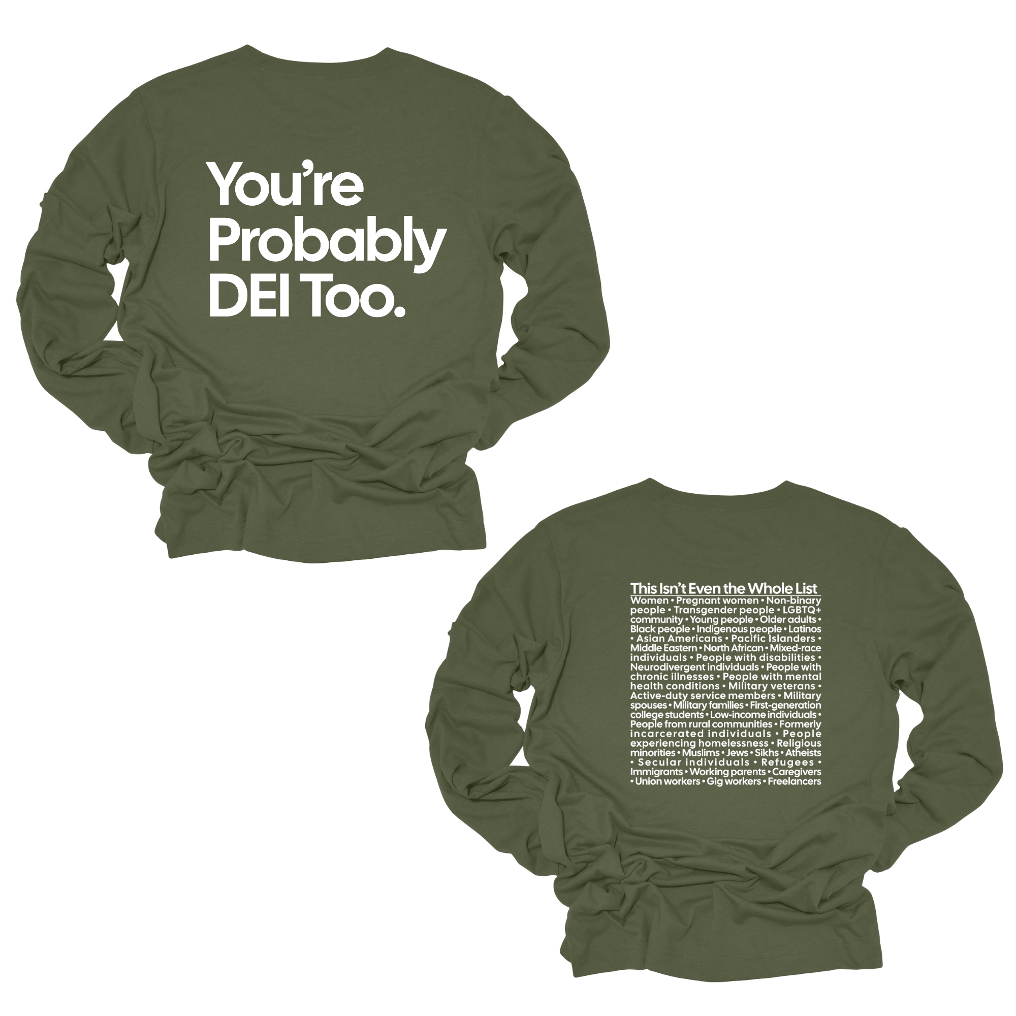 You're Probably DEI Too Long Sleeved Unisex Tee-Long Sleeved T-Shirt-The Original God Ain't Petty But I Am