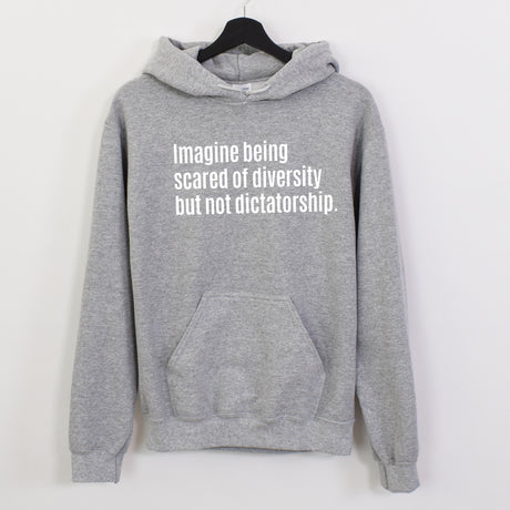 $20 Stockroom Exclusive Hoodie — Imagine Being Scared of Diversity But Not Dictatorship-Hoodie-The Original God Ain't Petty But I Am