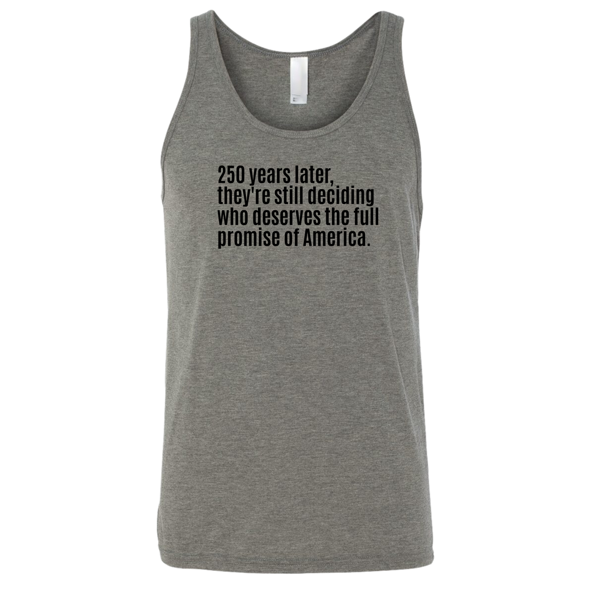 250 Years Later, They're Still Deciding Who Deserves the Full Promise of America Unisex Tank Top-T-Shirt-The Original God Ain't Petty But I Am