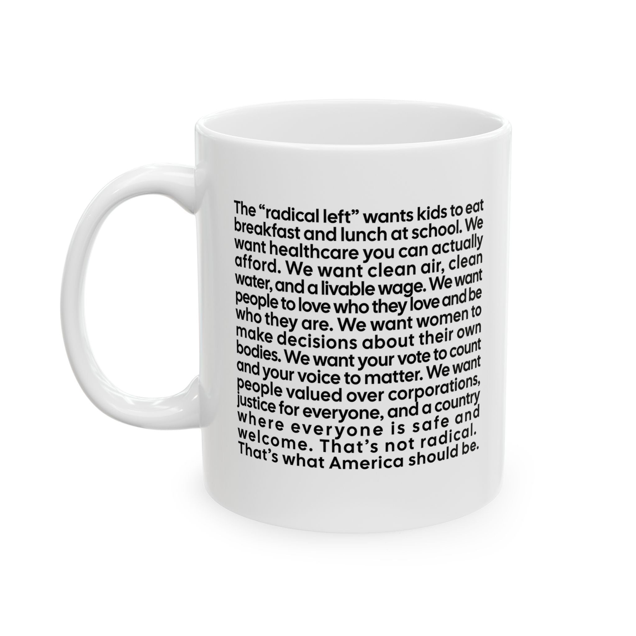 What They Call Radical Is Just Basic Humanity Mug 11oz (White & Black)