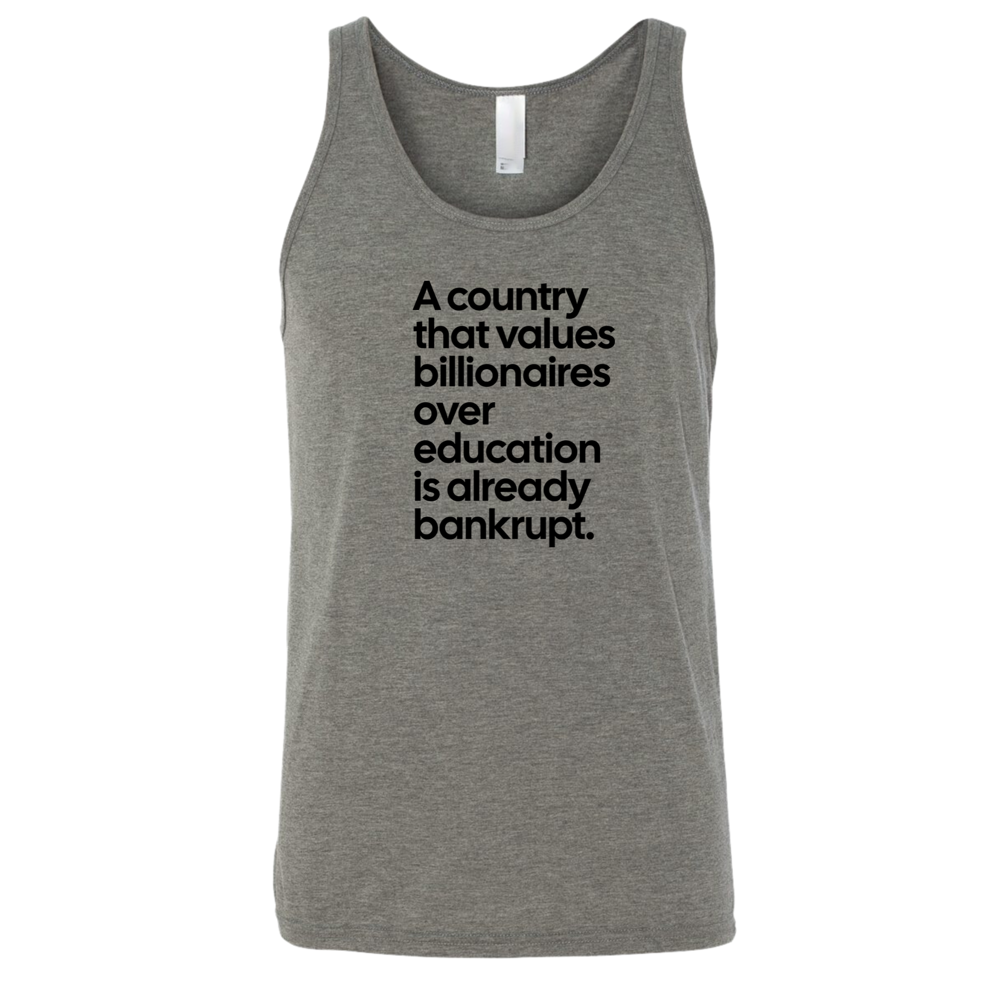 A Country that values Billionaires over Education is already Bankrupt Unisex Tank Top-T-Shirt-The Original God Ain't Petty But I Am