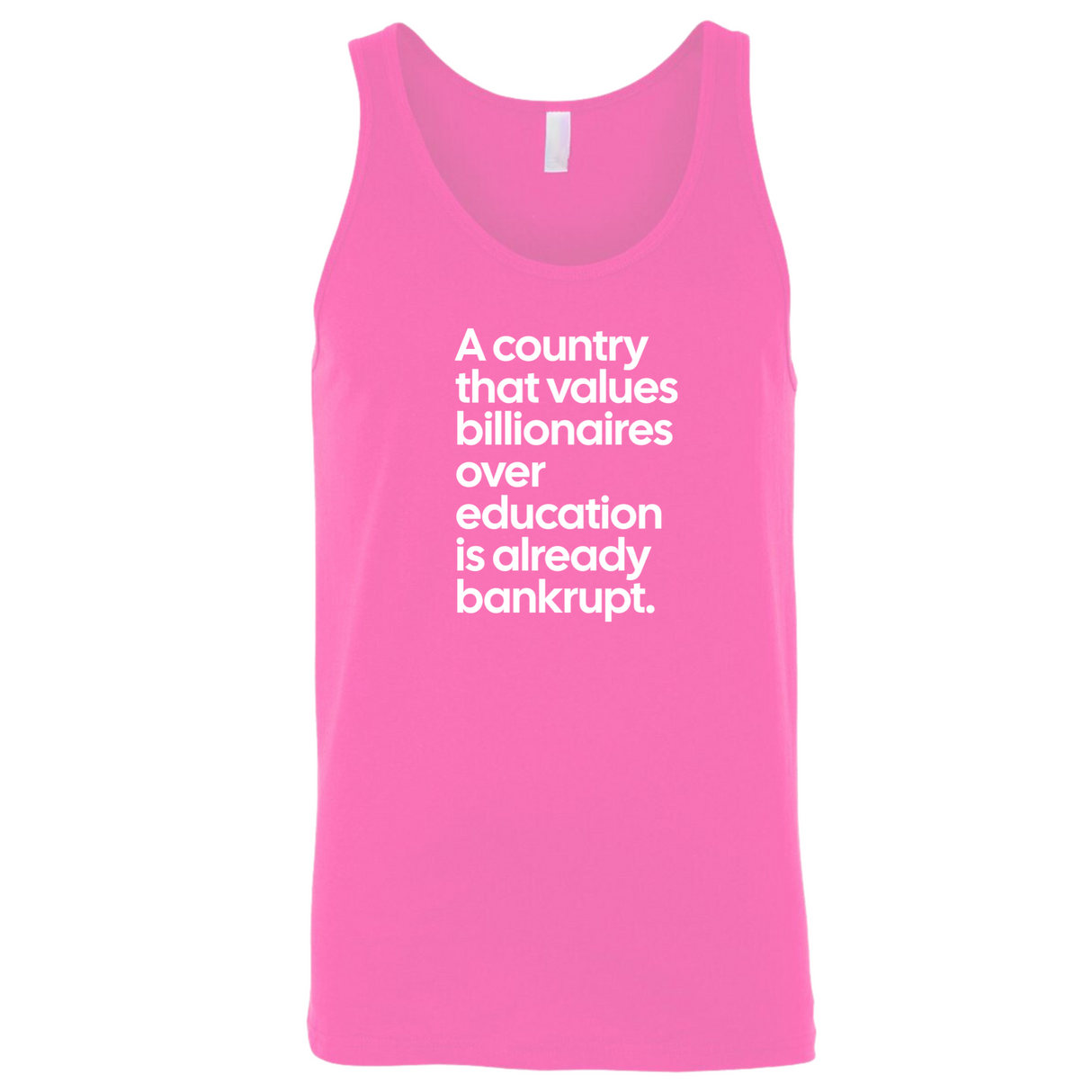 A Country that values Billionaires over Education is already Bankrupt Unisex Tank Top-T-Shirt-The Original God Ain't Petty But I Am