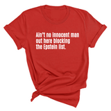 Ain’t No Innocent Man Out Here Blocking the Epstein List Unisex Tee-T-Shirt-The Original God Ain't Petty But I Am
