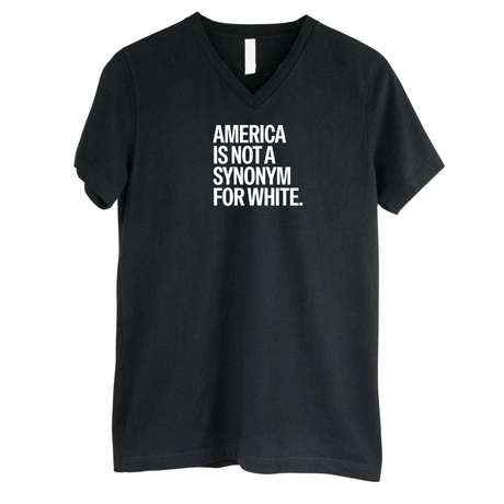 America Is Not a Synonym for White *BLACK V-NECK* Unisex Tee-T-Shirt-The Original God Ain't Petty But I Am