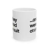 And They Were Mad at a Tan Suit Mug 11oz (White & Black)-Mug-The Original God Ain't Petty But I Am