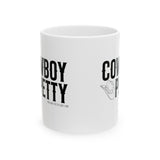 Cowboy Petty Mug 11oz (White & Black)-Mug-The Original God Ain't Petty But I Am