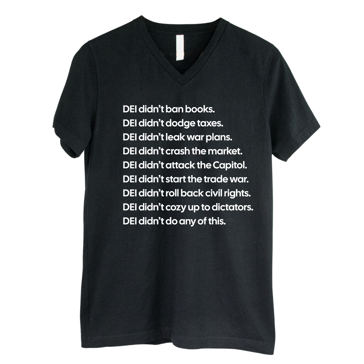 DEI Didn’t Do Any of This *BLACK V-NECK* Unisex Tee-T-Shirt-The Original God Ain't Petty But I Am