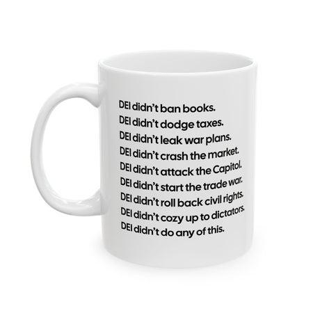 DEI Didn’t Do Any of This Mug 11oz (White & Black)-Mug-The Original God Ain't Petty But I Am