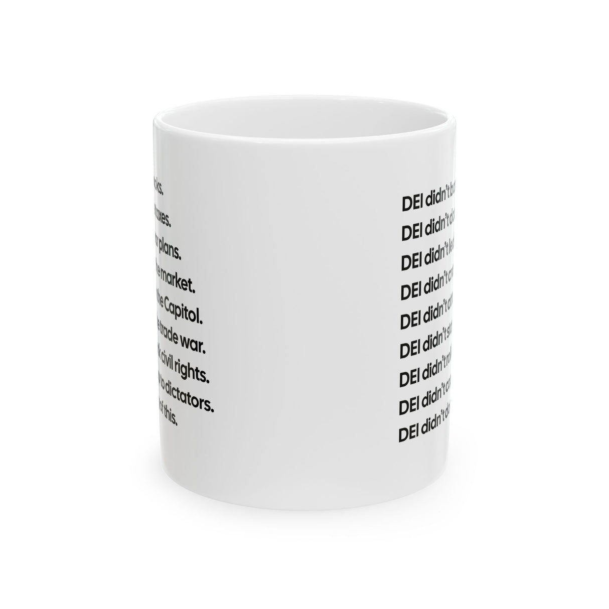 DEI Didn’t Do Any of This Mug 11oz (White & Black)-Mug-The Original God Ain't Petty But I Am