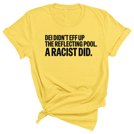 DEI didn't eff up the reflecting pool. A RACIST DID Unisex Tee-T-Shirt-The Original God Ain't Petty But I Am