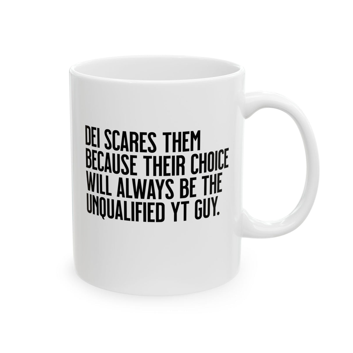 DEI scares them because their choice will always be the unqualified YT guy Mug 11oz (White & Black)-Mug-The Original God Ain't Petty But I Am