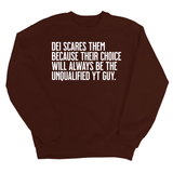 DEI scares them because their choice will always be the unqualified YT guy Unisex Sweatshirt-Sweatshirt-The Original God Ain't Petty But I Am