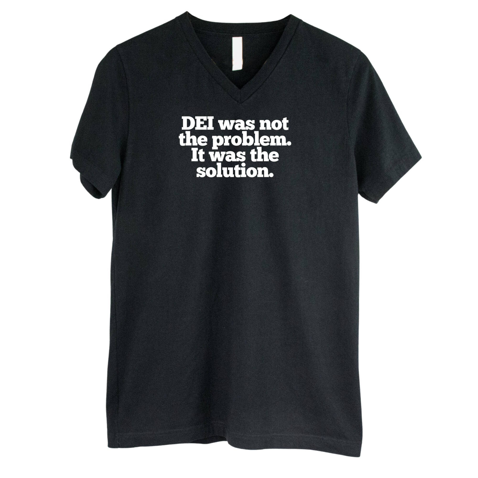 DEI was not the problem. It was the solution *BLACK V-NECK* Unisex Tee-T-Shirt-The Original God Ain't Petty But I Am
