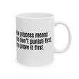 Due process means you don’t punish first. You prove it first Mug 11oz (White & Black)-Mug-The Original God Ain't Petty But I Am